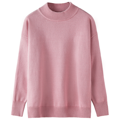 九六致宽松腈棉半高领情侣毛衣