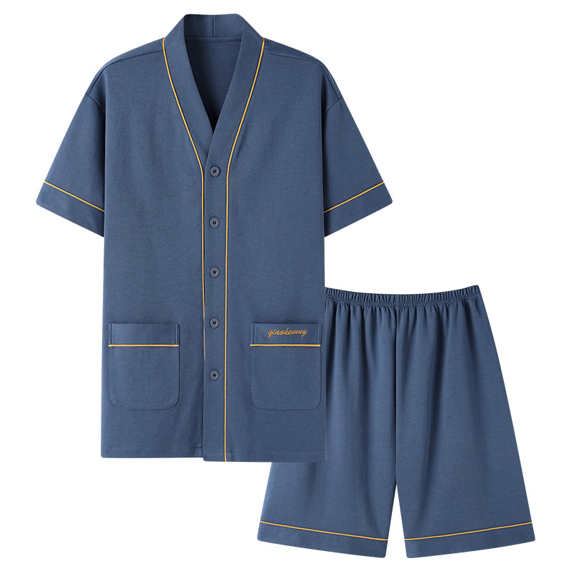 睡衣套装男士夏季和服式开衫短袖