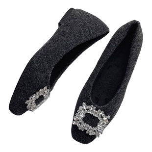 羊皮版~内增高毛毛鞋水钻2025新款冬季加绒保暖绒面玛丽珍单鞋女