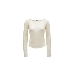 绫致ONLY2025秋季新款百搭荷叶边薄款圆领修身短款针织衫女