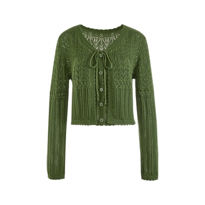 v领镂空针织衫吊带背心两件套