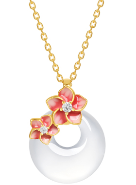 玉生花平安扣链坠新中式