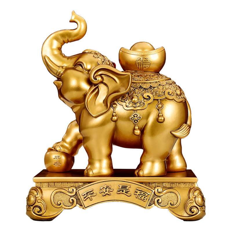 鎏金铜大象一对招财吉祥摆件