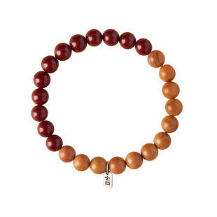 庆祥泰天然老桃木朱砂手串正品官方旗舰店女士木质护身符转运手链