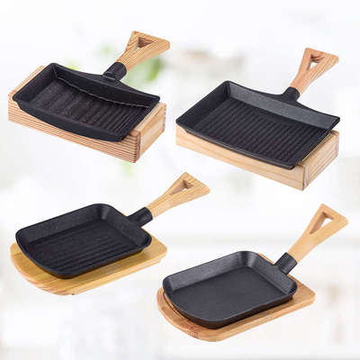 韩式不粘铝制烧烤铁锹烤盘铁板小平铲餐具带柄戳子肉铁板烧盘商用