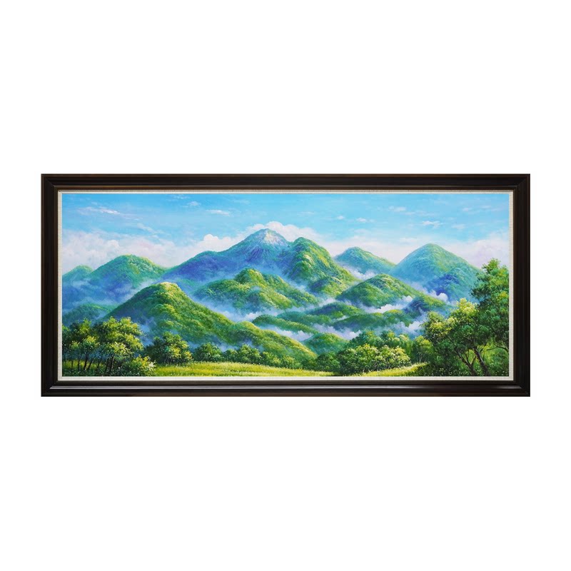 青山聚宝原创手绘油画风景旭日东升客厅装饰画东墙有山无水装饰画