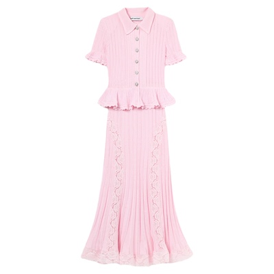 self-portrait针织翻领连衣裙