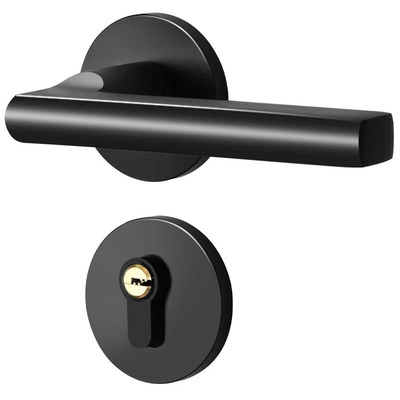 卧室房间门锁磁吸分体锁黑色把手