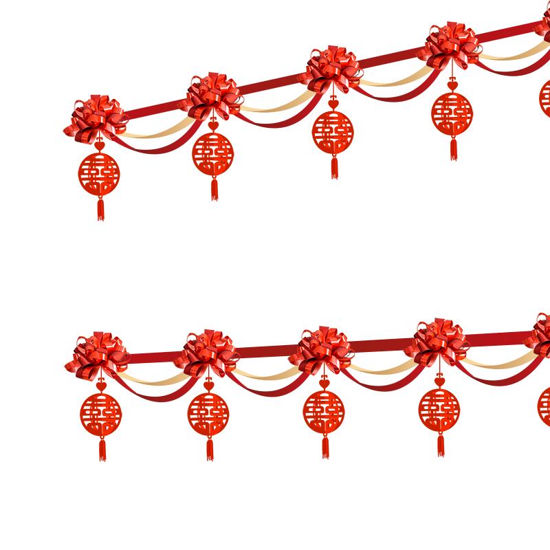 農(nóng)村結(jié)婚陽(yáng)臺(tái)裝飾婚禮外景拉花男方女方婚房欄桿布置婚慶用品大全