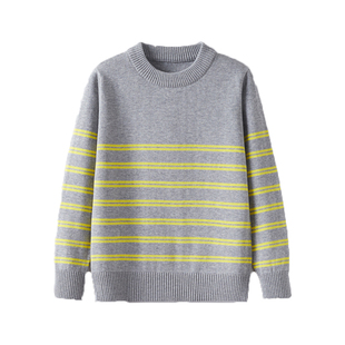 男童薄款毛衣春秋新款女童纯棉针织衫中大童洋气条纹儿童打底衫潮