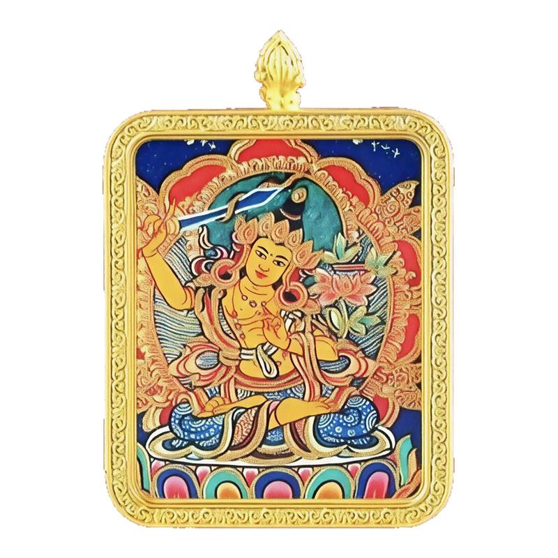 唐卡西藏纯手绘扎基拉姆黄黑财神