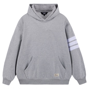 ics丨 iconslab条纹织带连帽套头百搭基础美式复古休闲宽松卫衣