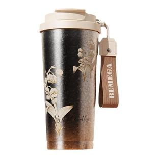 英国Bemega纯钛铃兰花保温杯女款咖啡杯女生高颜值2025新款水杯子