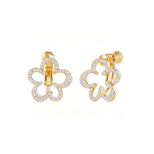 OSEWAYA耳夹日系轻奢镶钻花朵无耳洞耳环女小众设计高级感耳钉ins