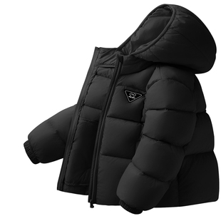 迪士尼男童羽绒服冬季2025新款加厚保暖三防黑色连帽外套儿童冬装