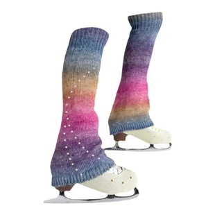 花样滑冰裤包鞋袜套保护加长护腿防磨保暖加厚镶钻渐变针织银丝裤