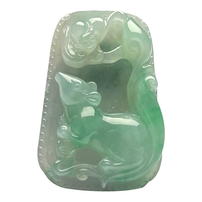 七彩云南缅甸A货天然翡翠绿色鼠牌翡翠挂件一物一证支持复检