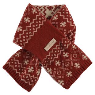 宝宝费尔岛风提花针织围巾儿童红色秋冬款保暖百搭氛围感围脖韩版