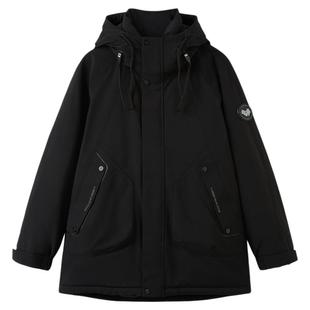 快鱼25年冬季连帽户外登山运动防寒简约百搭外套男士工装风羽绒服