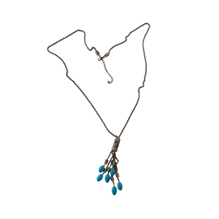 atmshop复古民族风做旧古铜色绿松水滴流苏吊坠高级长项链毛衣链