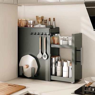 厨房抽拉式调料品玻璃置物架台面多功能收纳架子多层调味调料架