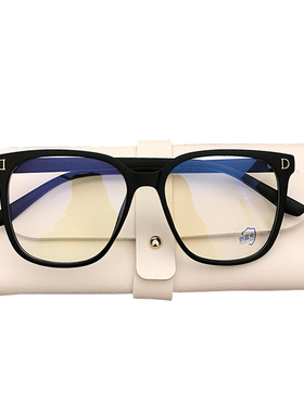 黑色粗框简约平光镜网红同款圆框