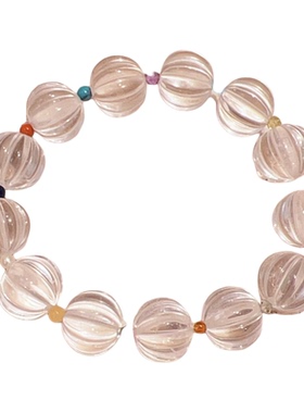 天然白水晶南瓜珠手串女款10mm