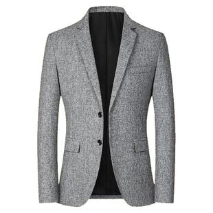 西服爸爸中年装春烫男外套薄款免上衣便西单休闲男士西外套西装