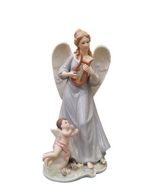 雅致西班牙天使家居客厅摆件抚琴