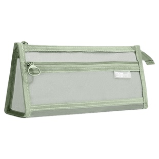 文略笔袋透明网纱学生考试专用文具袋儿童铅笔袋双层立体大容量文具盒男女款简约便捷收纳袋2024年新款高颜值