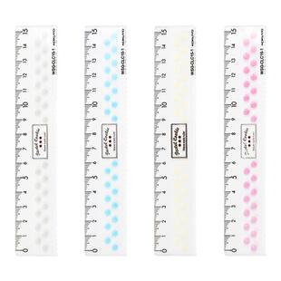 日本kokuyo尺子国誉直尺带波浪线小学生波浪尺亚克力透明曲线15cm淡彩曲奇格尺子旗舰店学生专用套装文具20cm