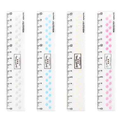 日本kokuyo尺子国誉直尺带波浪线小学生波浪尺亚克力透明曲线15cm淡彩曲奇格尺子旗舰店学生专用套装文具20cm