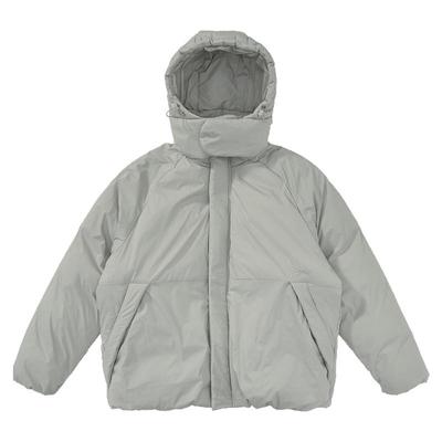 秋冬保暖简约宽松连帽魔术贴棉服