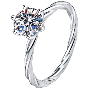 正品莫桑石钻戒女款戒指藤蔓麻花925纯银镀白金情侣对戒仿真钻戒