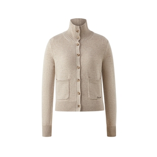 Eland衣恋毛针织衫女气质高领长袖短款毛衣开衫2025冬季新款