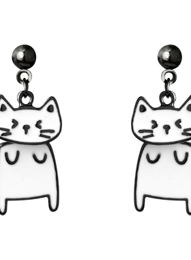 橘子猫原创可爱白色猫咪耳饰