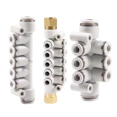 气动气排一进多出五通七通八通12路快速快插气管接头5/7通 12/8通