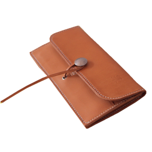 手工皮具 枥木简约款3折 皮绳真币扣版手拿财布长款钱包钱夹