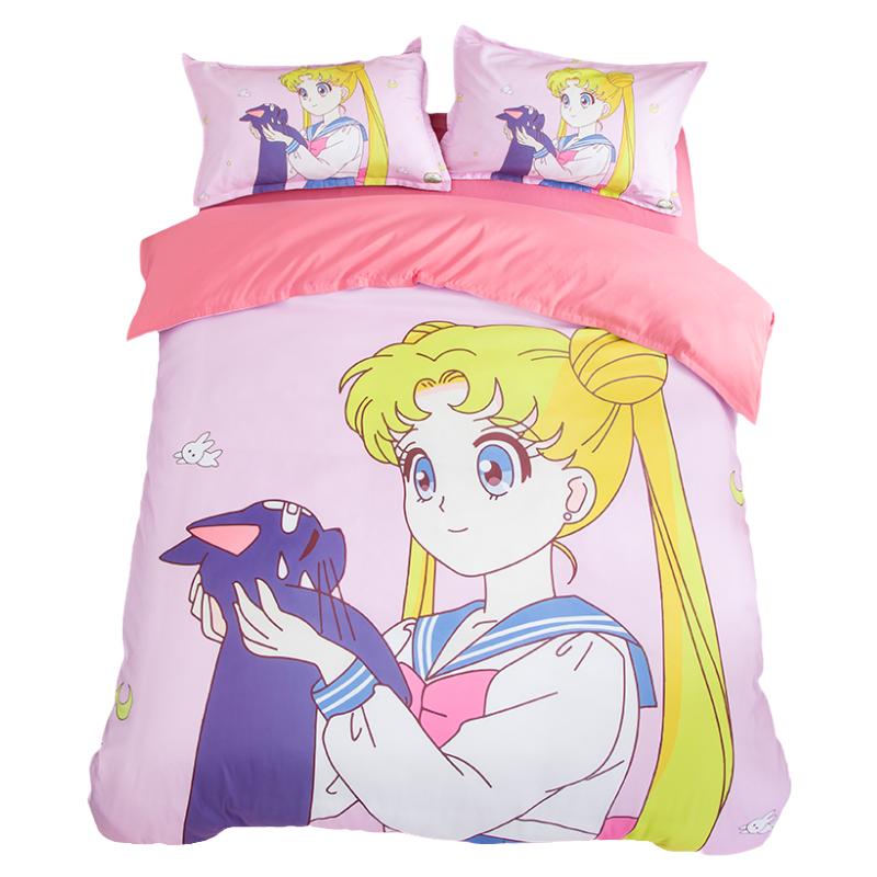 二次元动漫水冰月女孩粉色枕套