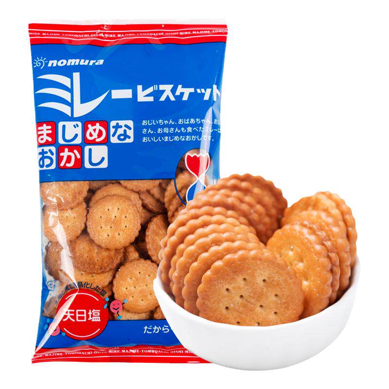 【5袋】日本进口零食 野村天日盐味饼干小圆饼咸味饼干100g*5