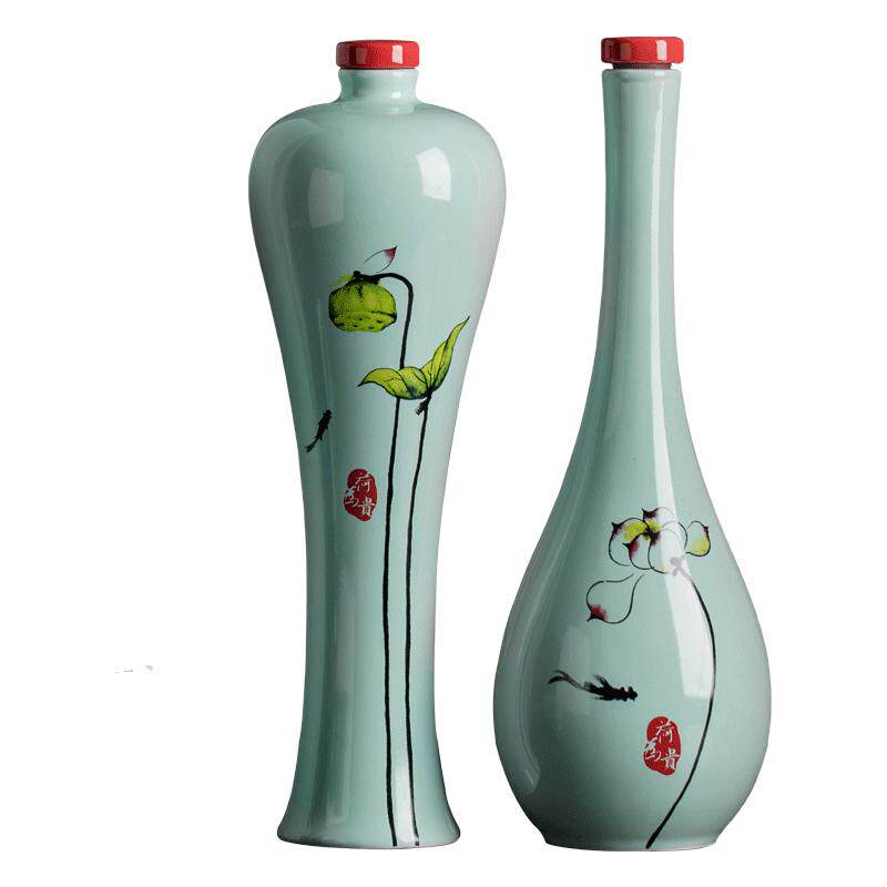 古风1斤陶瓷白酒瓶空瓶创意摆件花瓶景德镇手工密封酒具礼盒套装
