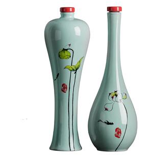 古风1斤陶瓷白酒瓶空瓶创意摆件花瓶景德镇手工密封酒具礼盒套装