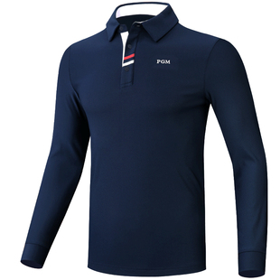 PGM高尔夫服装男士秋春季球衣长袖t恤运动上衣翻领衣服男装Polo衫