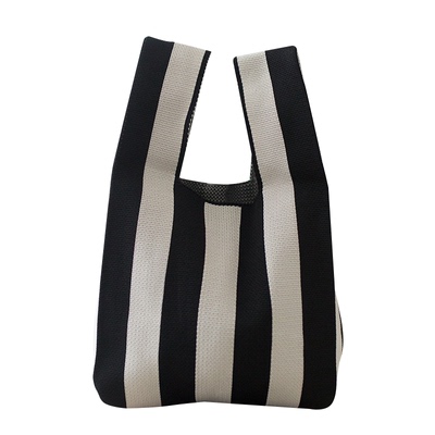 针织手提包条纹格子加厚加密面料