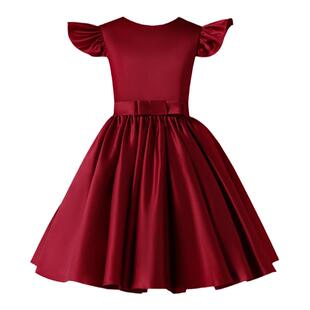 女童红色钢琴演出服小主持人表演短款小提琴演奏服学生合唱礼服裙