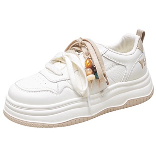 意尔康女鞋2026春季小白鞋厚底运动休闲皮鞋小个子板鞋面包单鞋