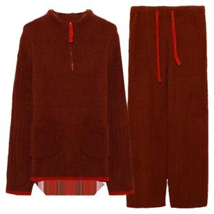 朵朵可可秋冬季厚款半边绒套头男家居服珊瑚绒长袖睡衣套装