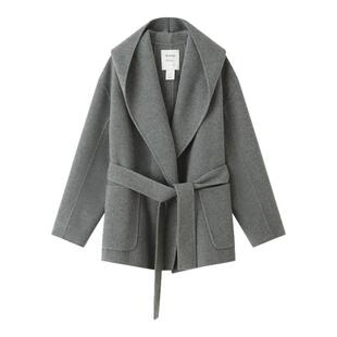 RUISHI芮时 暖绒絮语 经典浴袍式立绒全羊毛长短款连帽大衣女秋冬