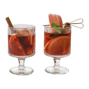 几物森林竖条纹玻璃杯高颜值酒杯设计感饮料果汁高脚水杯子咖啡杯