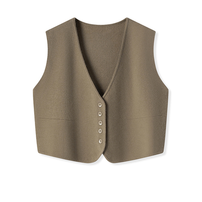 羊毛v领西装针织马夹小外套女潮